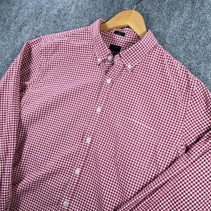 J.Crew‎ Button Down Shirt Mens XL Red Checkered Oxford Long Sleeve Slim #AB802